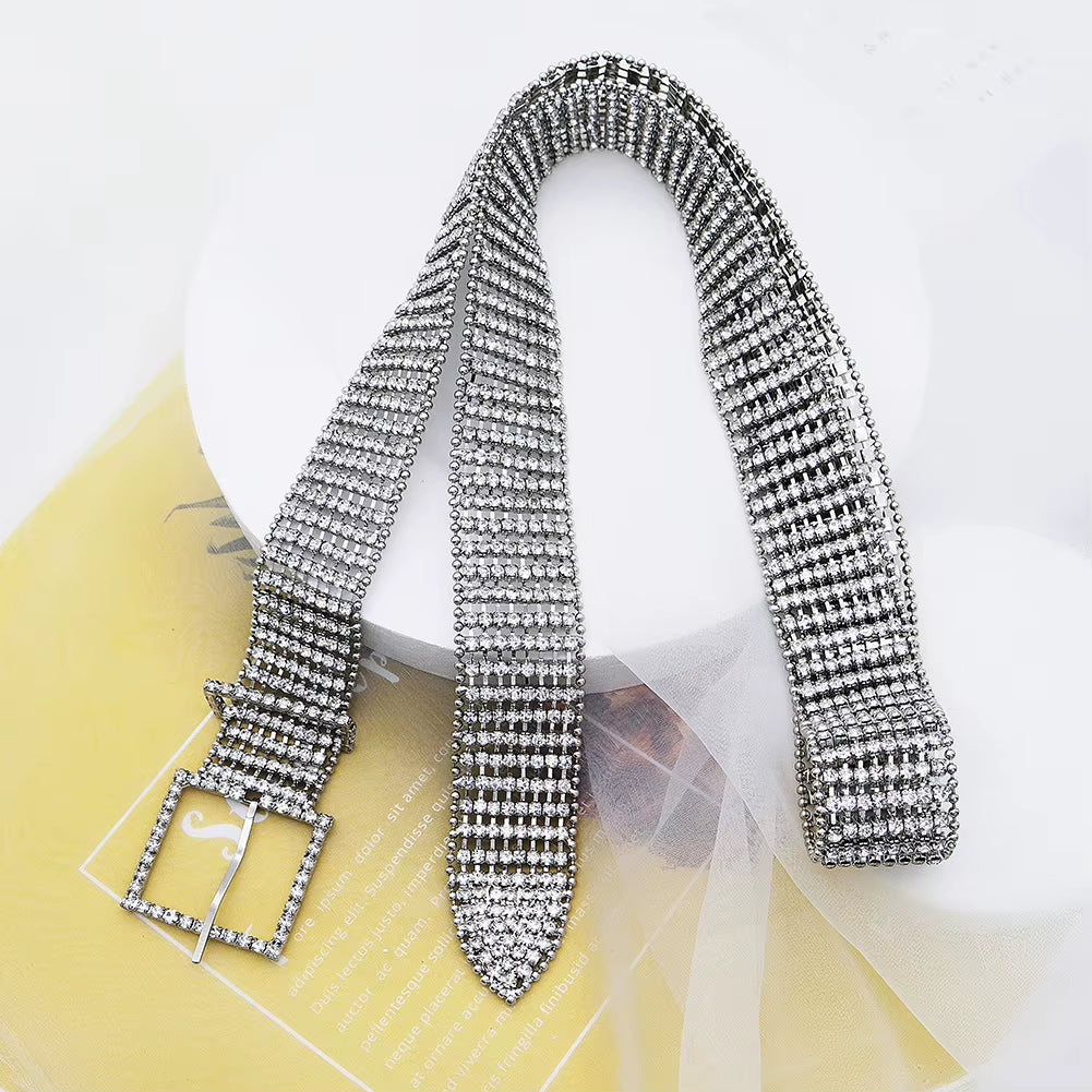 Rhinestone Square Buckle Belt 