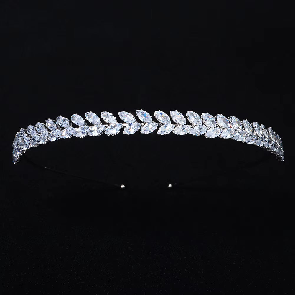 Two Rows Crystal Bridal Jewelry Headdress Zircon Headband Grand Party Wedding Dress Tiara Hair Band