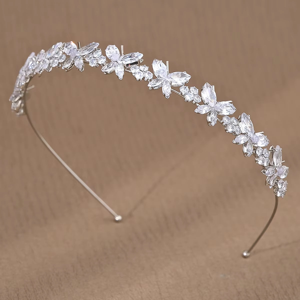 Fashion Butterfly Design Triple Layer Bridal Hair Accessories Bridal Headpiece Princess Pageant Zircon Hairband for Women