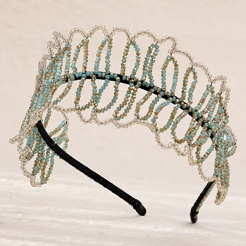 Green Rhinestone Bridal Headwear Shiny Prom Hair Accessories Fashion Wedding Headband Women Headpiece