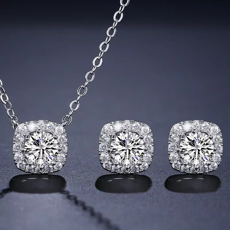 Elegant Square Zircon Jewelry Set – Necklace & Earrings