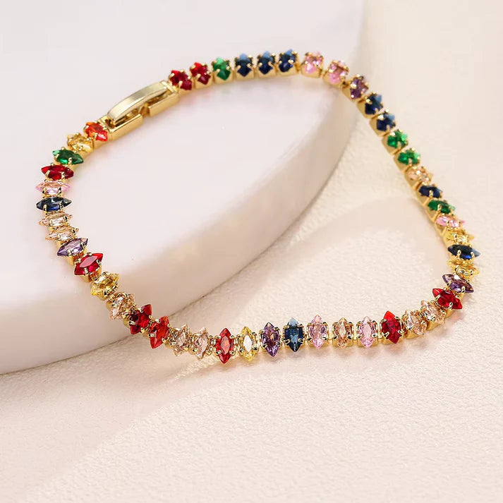 Colorful Zircon Poolside Bracelet - Easy-Wear Summer Party Jewelry