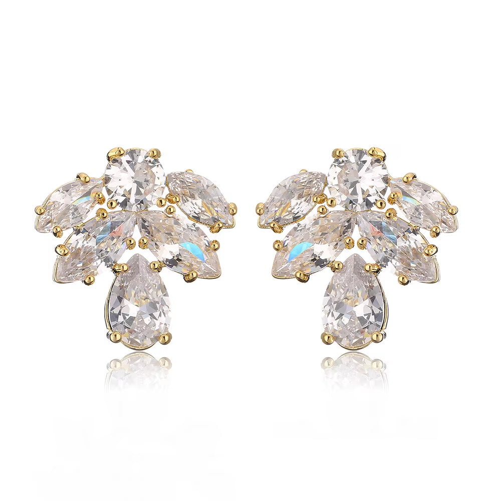 Luxury Super-Flash Horse-Eye Zircon Earrings Female Exquisite Small Personality Match Earrings