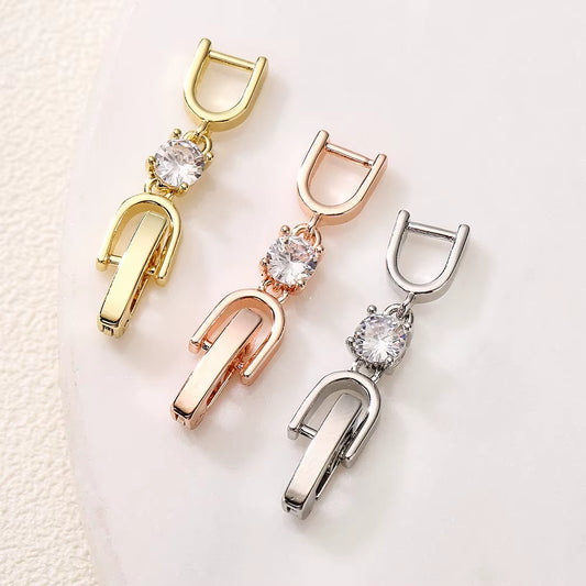 Girls Accessories Fashion Gold Silver Geometric Earrings Simple Zircon Ear Jewelry