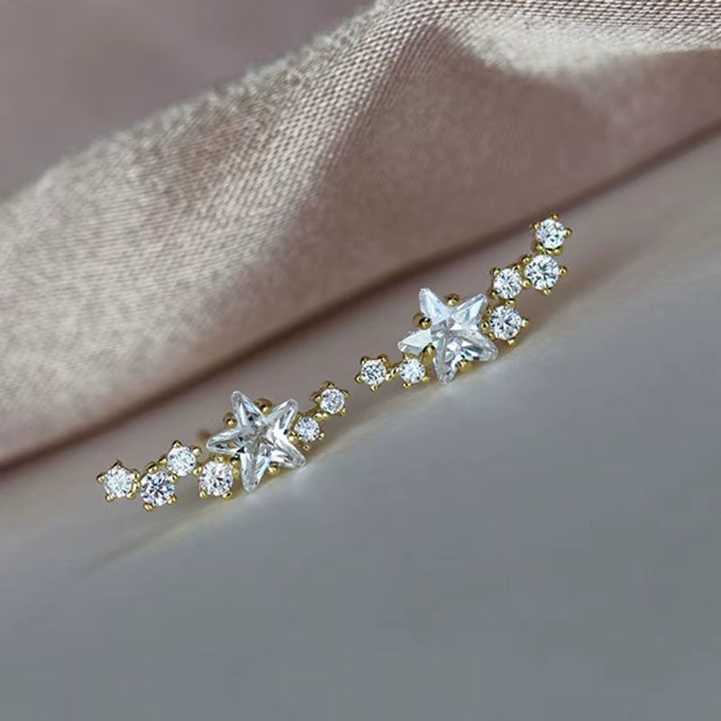 Super Shiny Zirconia Stud Drop Earrings Women'S Jewelry Heart Star Shape Earrings Girls Accessories