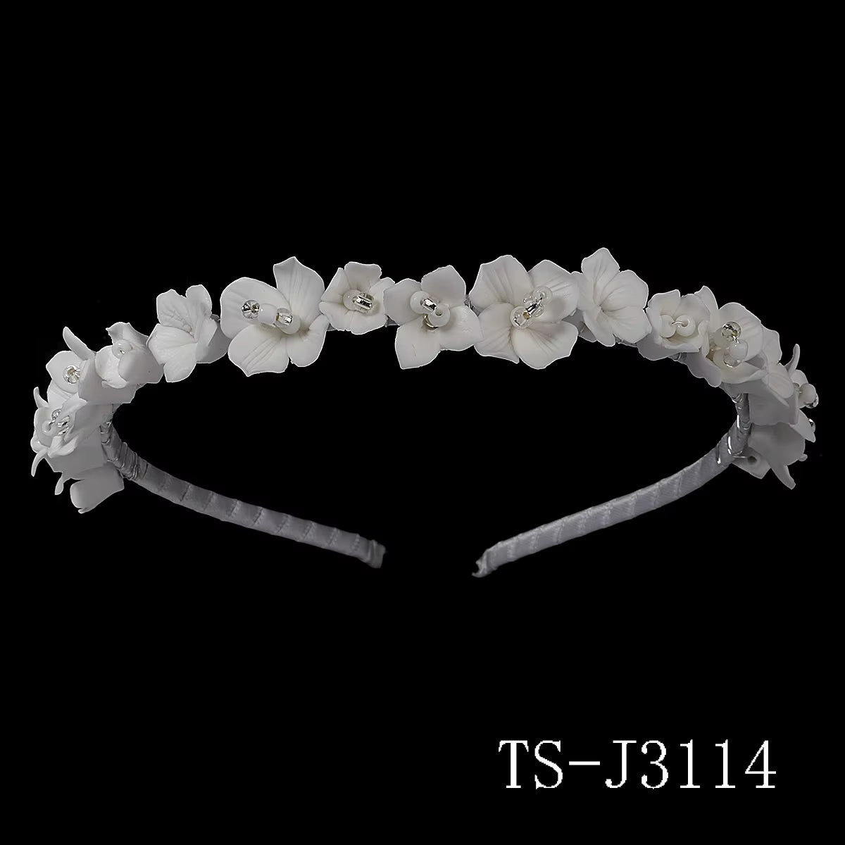 Drop Shipping White Ceramic Flower Headband Tiaras Crown for Bridal Queens Corona Hairband for Girls