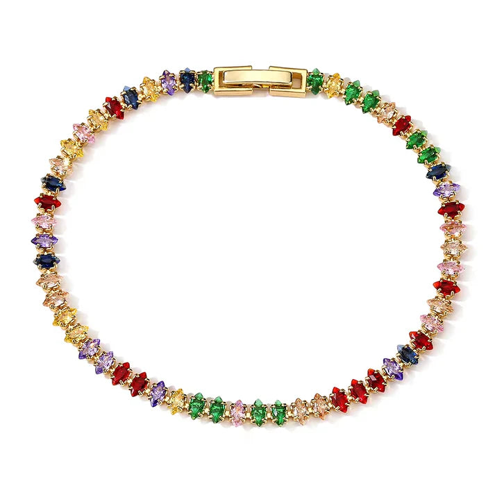 Colorful Zircon Poolside Bracelet - Easy-Wear Summer Party Jewelry