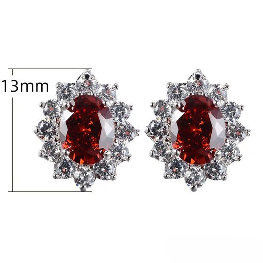 Fashion Flower-Shaped Colorful Stud Earrings Ladies Creative Zirconia Earrings Women Girls Jewelry Accessories