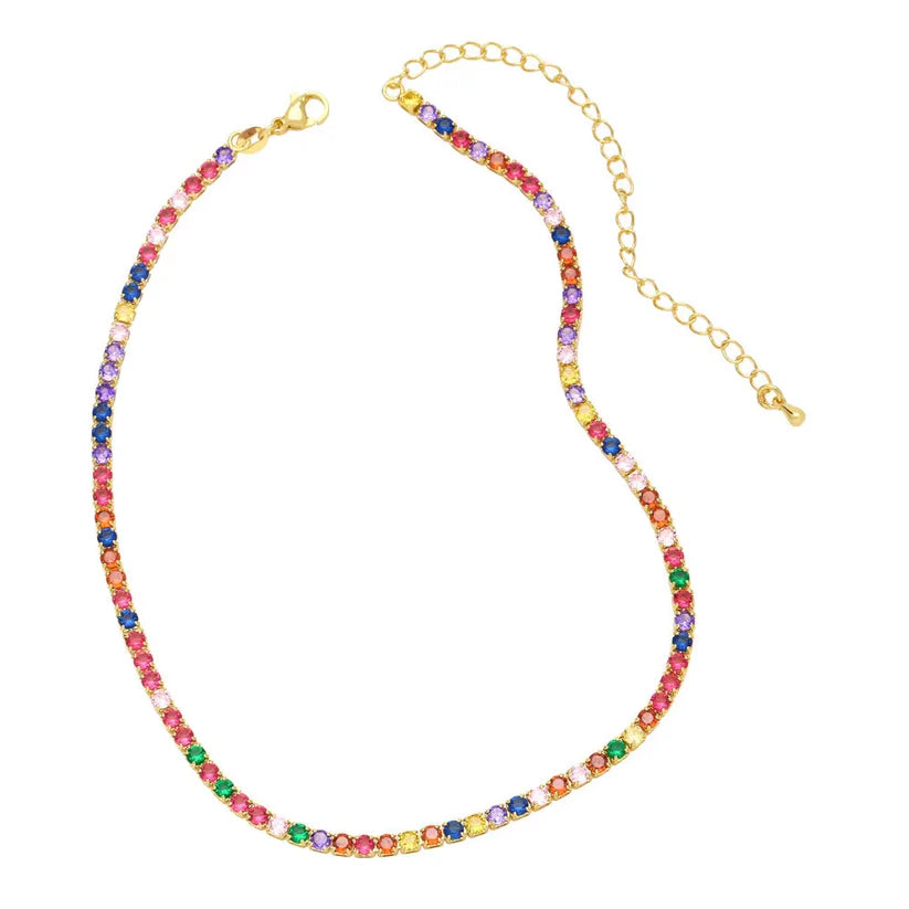 Colored Zircon Tennis Necklace - Hip-Hop Style Ins-Inspired Diamond Chain