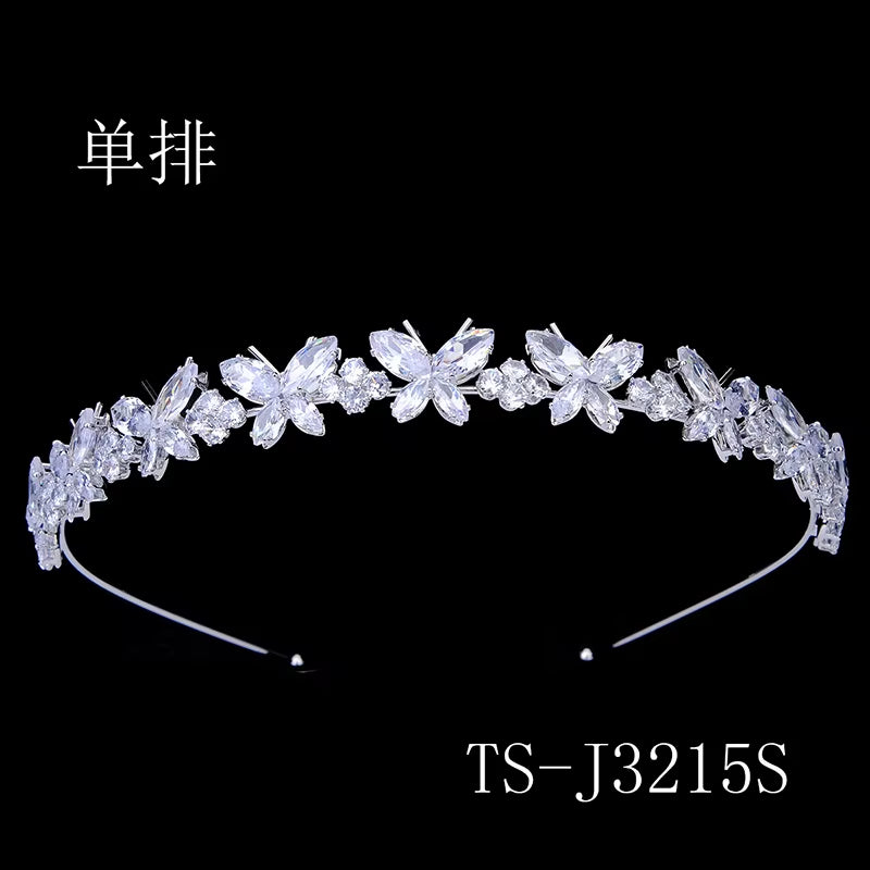 Fashion Butterfly Design Triple Layer Bridal Hair Accessories Bridal Headpiece Princess Pageant Zircon Hairband for Women