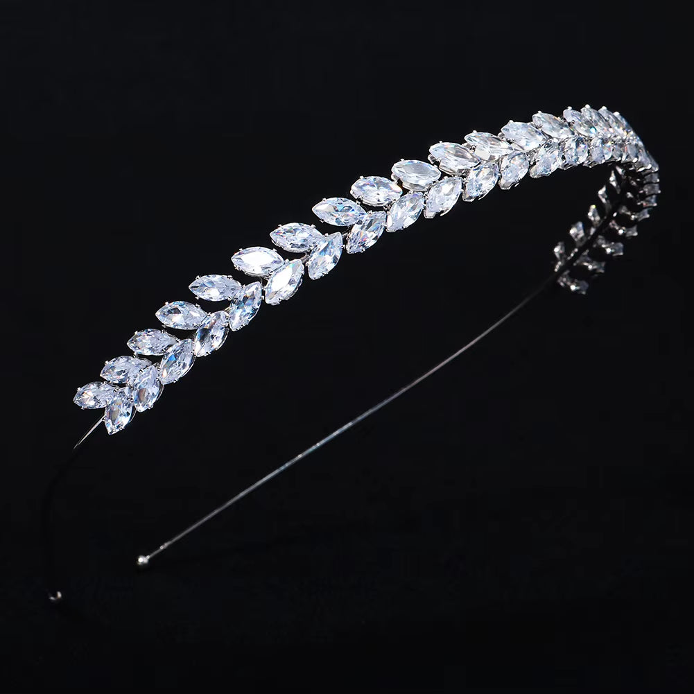 Two Rows Crystal Bridal Jewelry Headdress Zircon Headband Grand Party Wedding Dress Tiara Hair Band