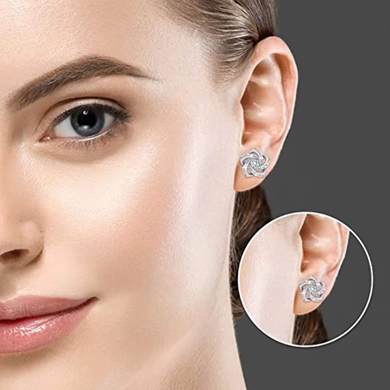 Micro-Set round Heart Shape Diamond Zirconia Earrings Female Hip-Hop Style Stud Earrings Geometric Jewelry