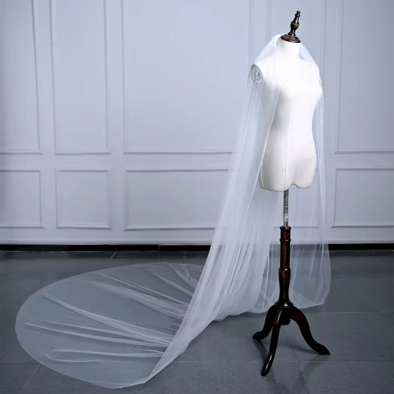 Simple Cut Edge Bride Cathedral Wedding Veil 