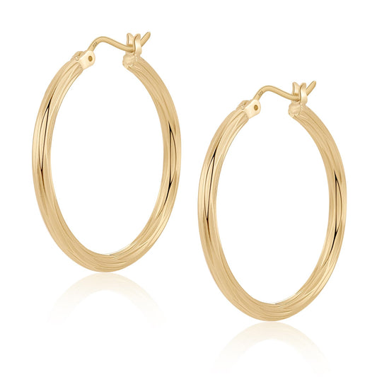 ToHeart 14k Twisted Hoop Earrings for Womens Hypoallergenic Small Gold Plated Hoop Earrings