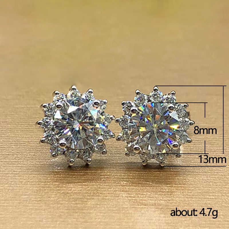 Hot Selling Simple Light Luxury Style Flowers Full of Diamond Earrings Korean Snowflake Micro-Inset Zircon Earrings