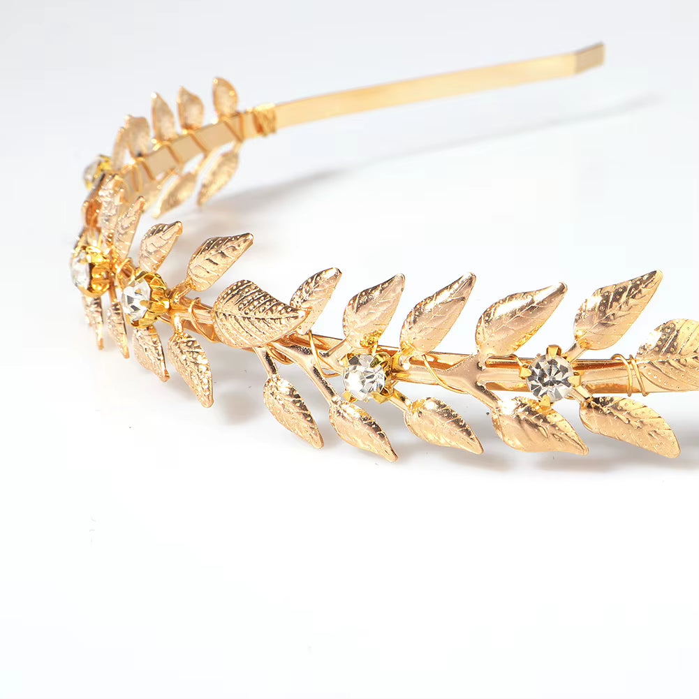 Gold Leaf Jewelry Bride Crown Greek Goddess Retro Wedding Birthday Party Headband