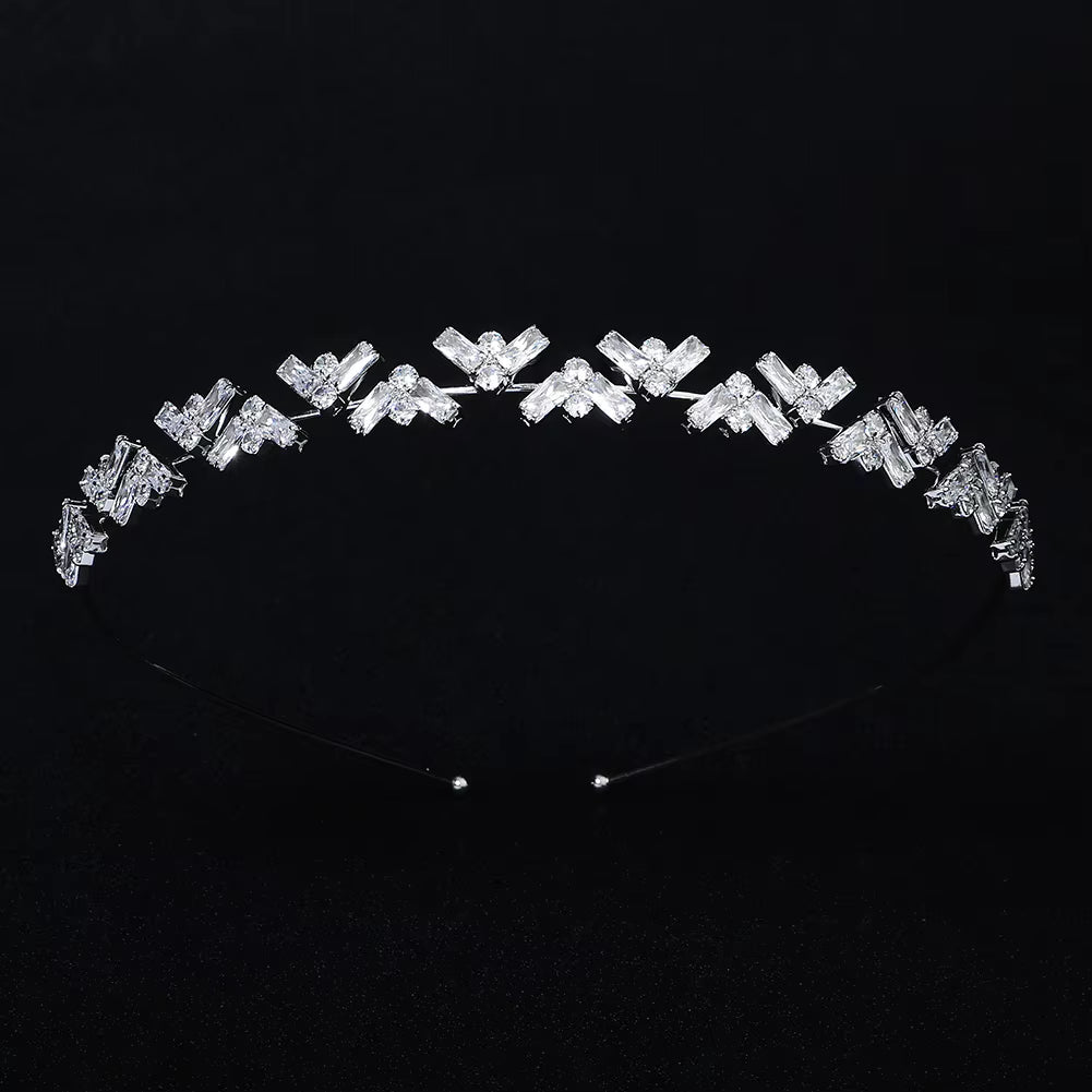 2021 Fashion Simple Women Alloy Hair Band Bridal Hair Accessories with Crystal Metal Headbands for Girls