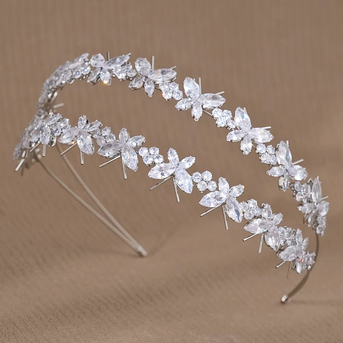 Fashion Butterfly Design Triple Layer Bridal Hair Accessories Bridal Headpiece Princess Pageant Zircon Hairband for Women