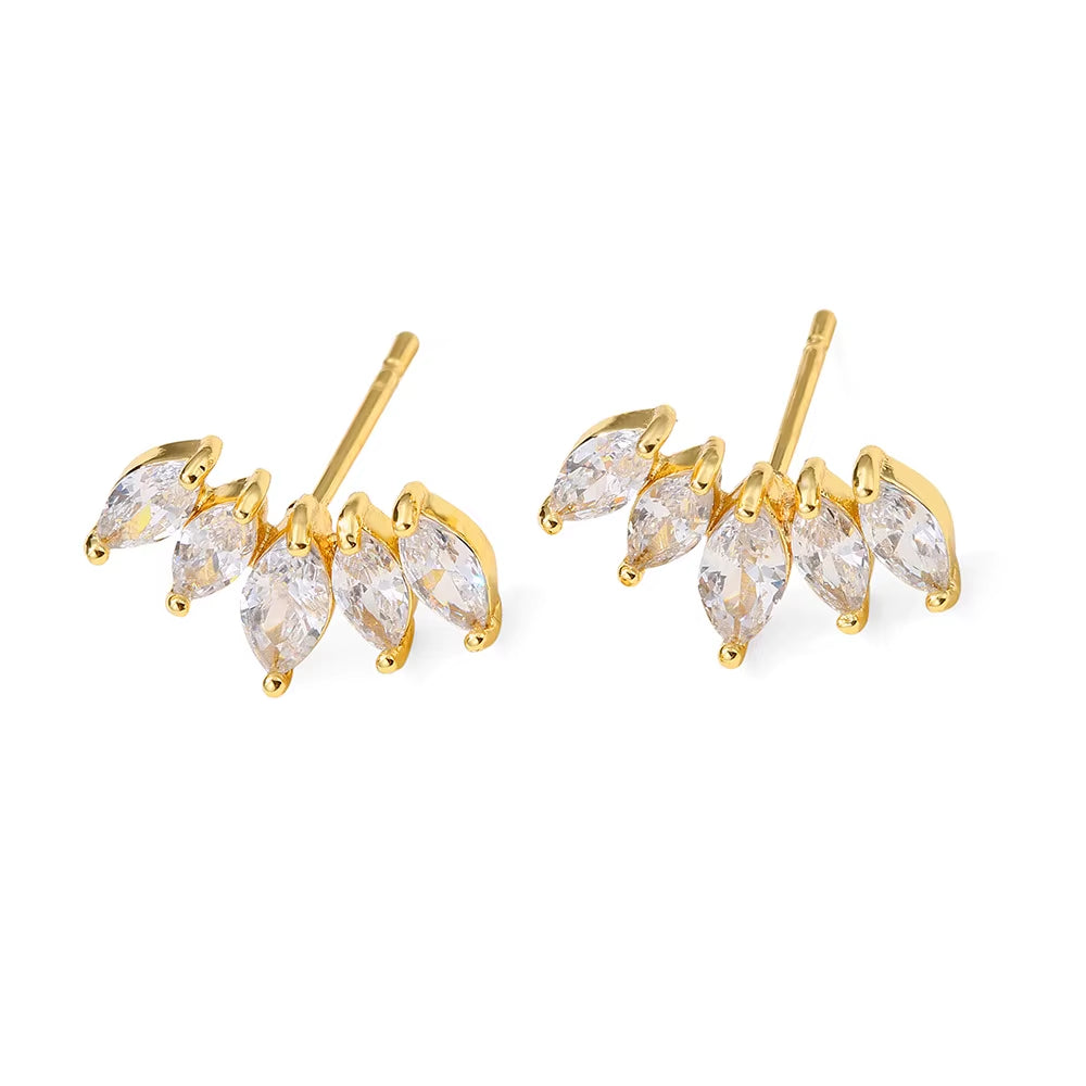 Simple Geometric Fan-Shaped Earrings Luxury Micro-Set Horse Eye Zircon Earrings