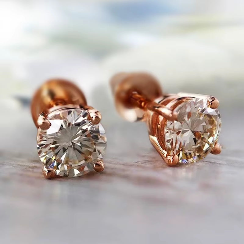 Micro-Set round Heart Shape Diamond Zirconia Earrings Female Hip-Hop Style Stud Earrings Geometric Jewelry