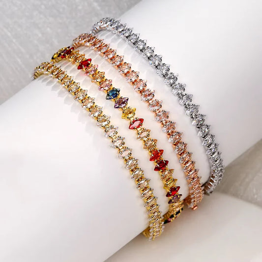 Colorful Zircon Poolside Bracelet - Easy-Wear Summer Party Jewelry