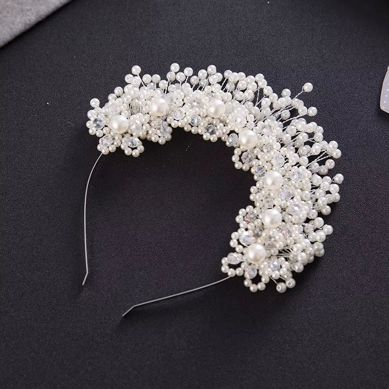 High Quality Bridal Hair Ornament Heavy Beaded Flower Headband Hair Jewelry Accessories