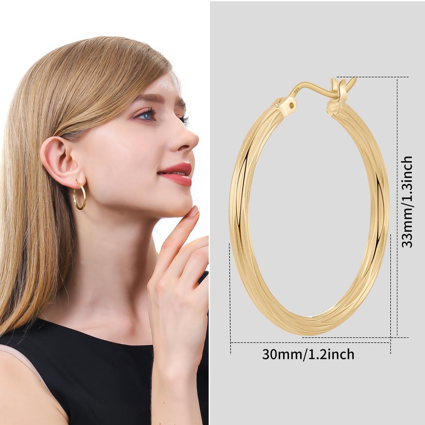 ToHeart 14k Twisted Hoop Earrings for Womens Hypoallergenic Small Gold Plated Hoop Earrings