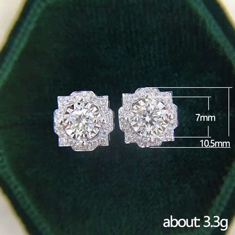 Round Zircon Earrings Snowflake Flower Stud Earrings Best Selling Earrings Jewelry