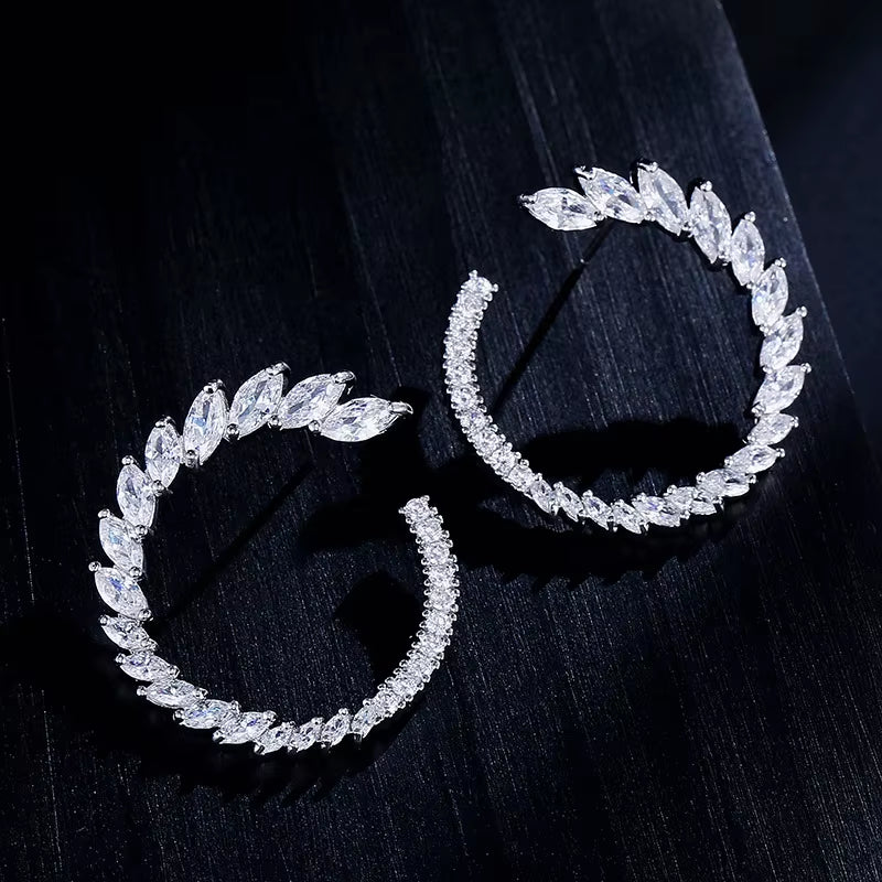 Fashion Korean Version of the Zircon Earrings Simple Personality Bridal Earrings