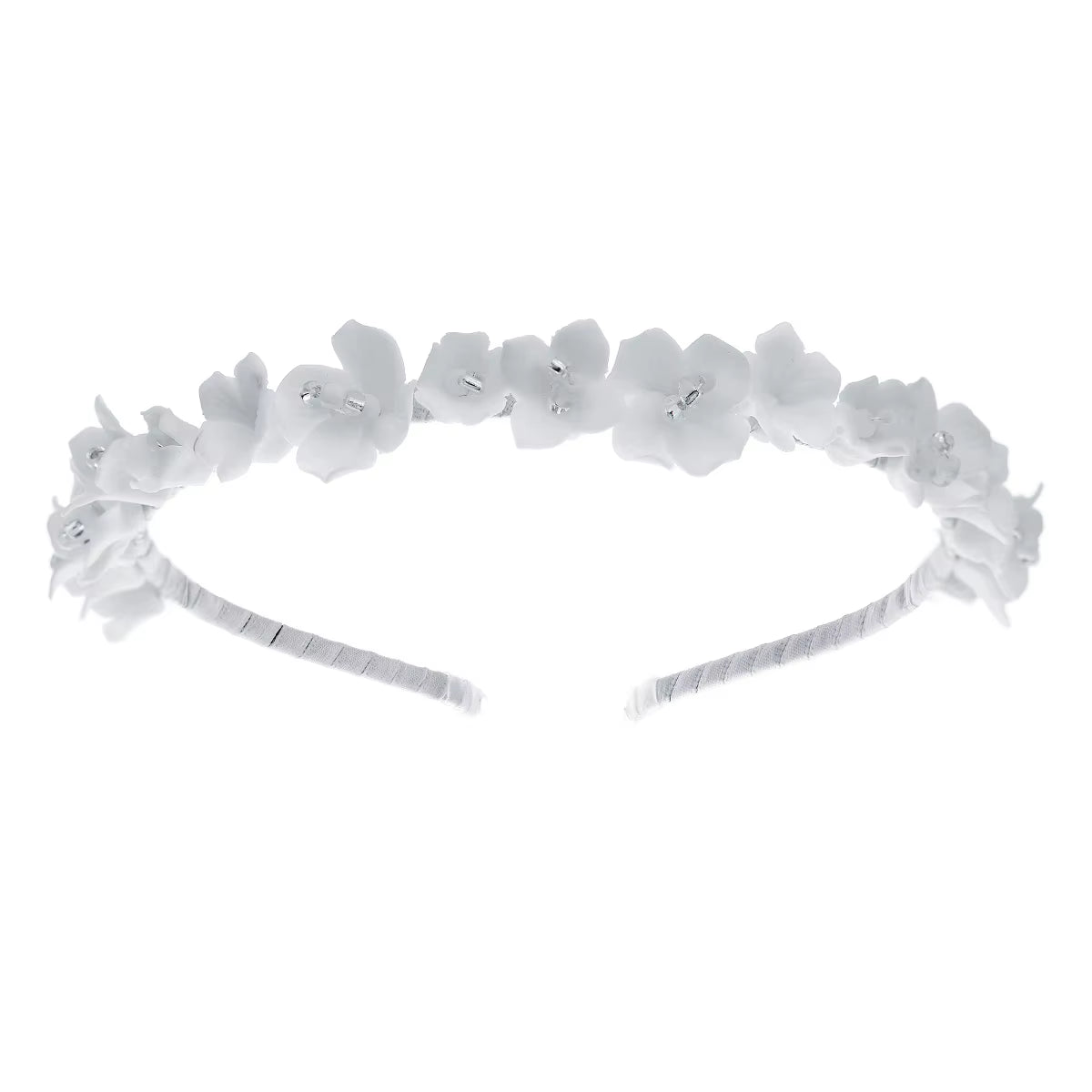 Drop Shipping White Ceramic Flower Headband Tiaras Crown for Bridal Queens Corona Hairband for Girls