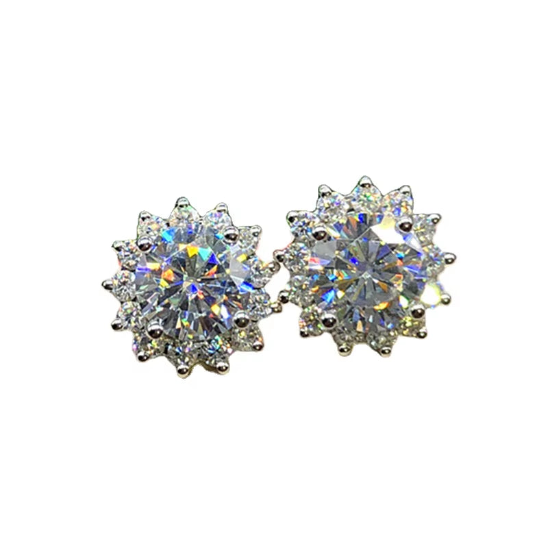 Hot Selling Simple Light Luxury Style Flowers Full of Diamond Earrings Korean Snowflake Micro-Inset Zircon Earrings