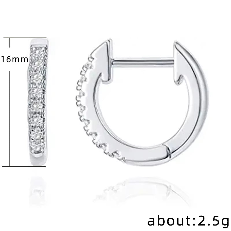 Fashion Simple Style Zirconia Earrings Huggie Hoop Earrings Ear Buckle Micro-Set Earrings