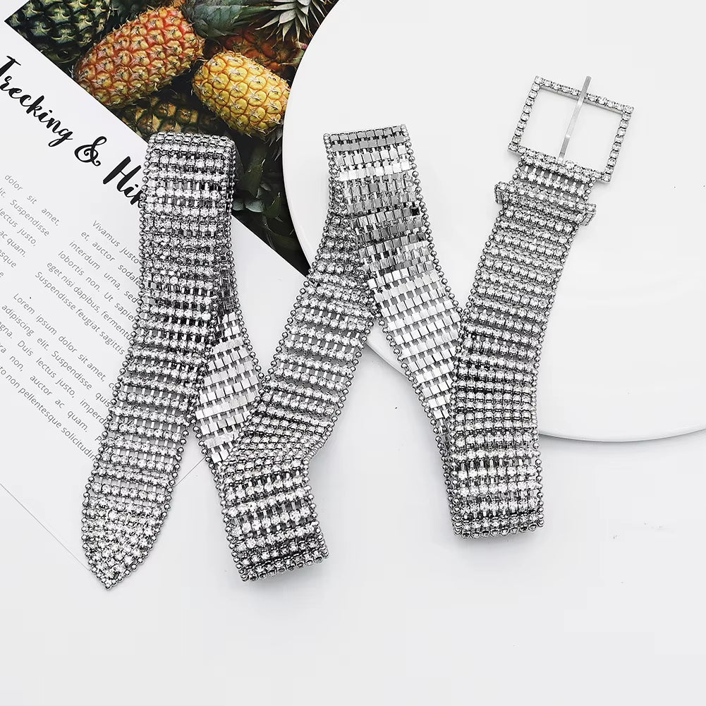 Rhinestone Square Buckle Belt 