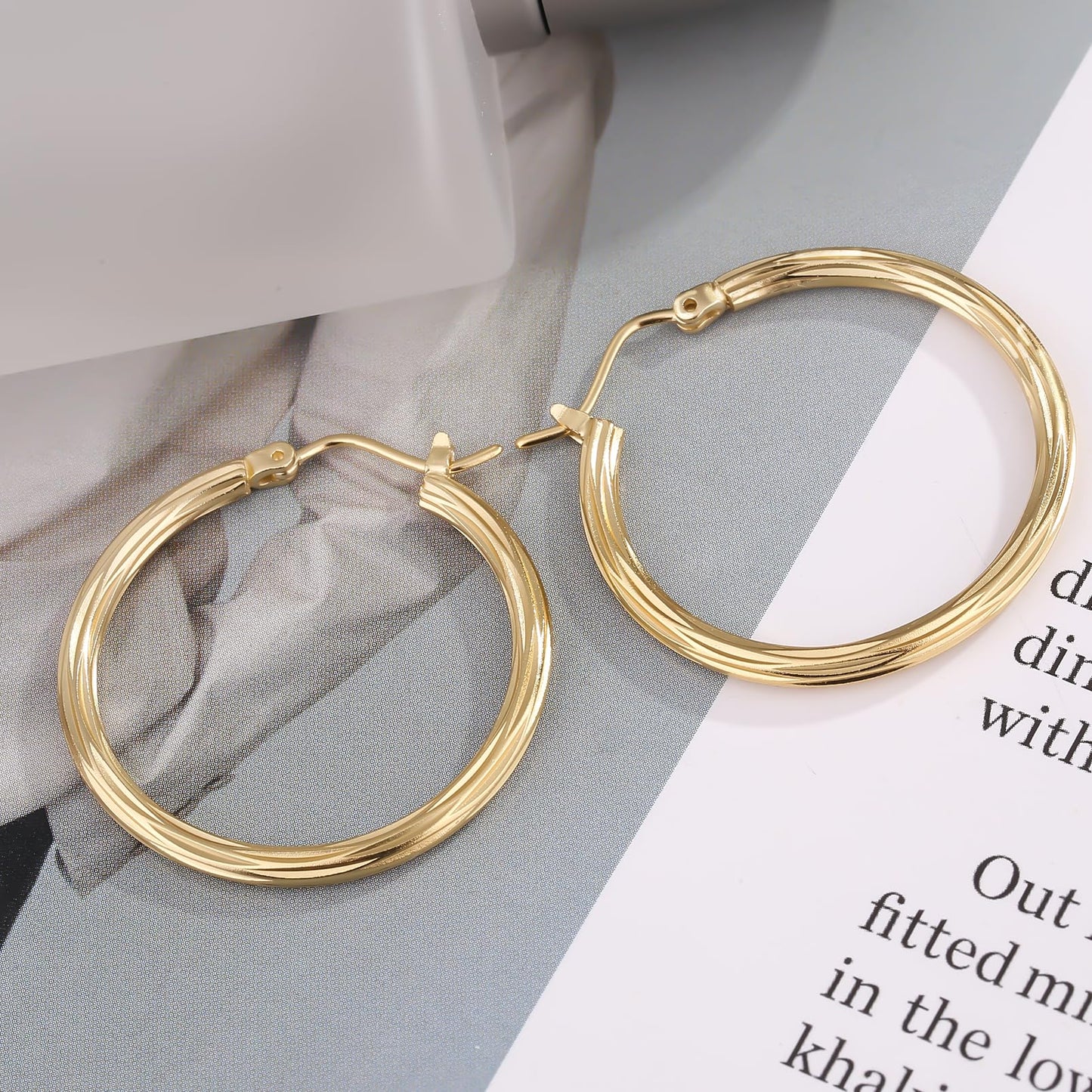 ToHeart 14k Twisted Hoop Earrings for Womens Hypoallergenic Small Gold Plated Hoop Earrings