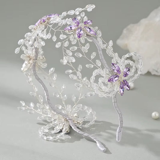 Custom Handmade Headpiece Luxury Crystal Beaded Headband Party Girls Wedding Bride Tiaras for Bridal Hairband for Party