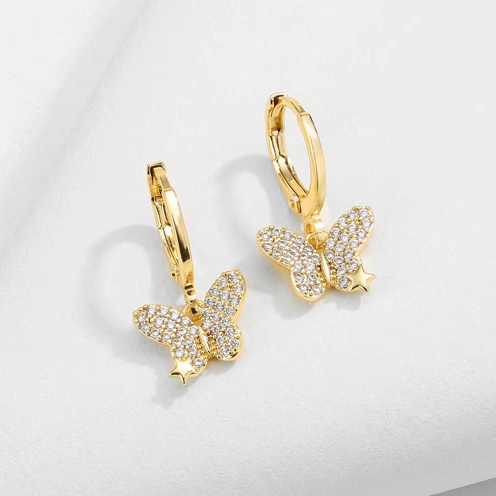 New Tide Exquisite Small Earrings Creative Design Full Set Zircon Butterfly Earrings Women Jewelry