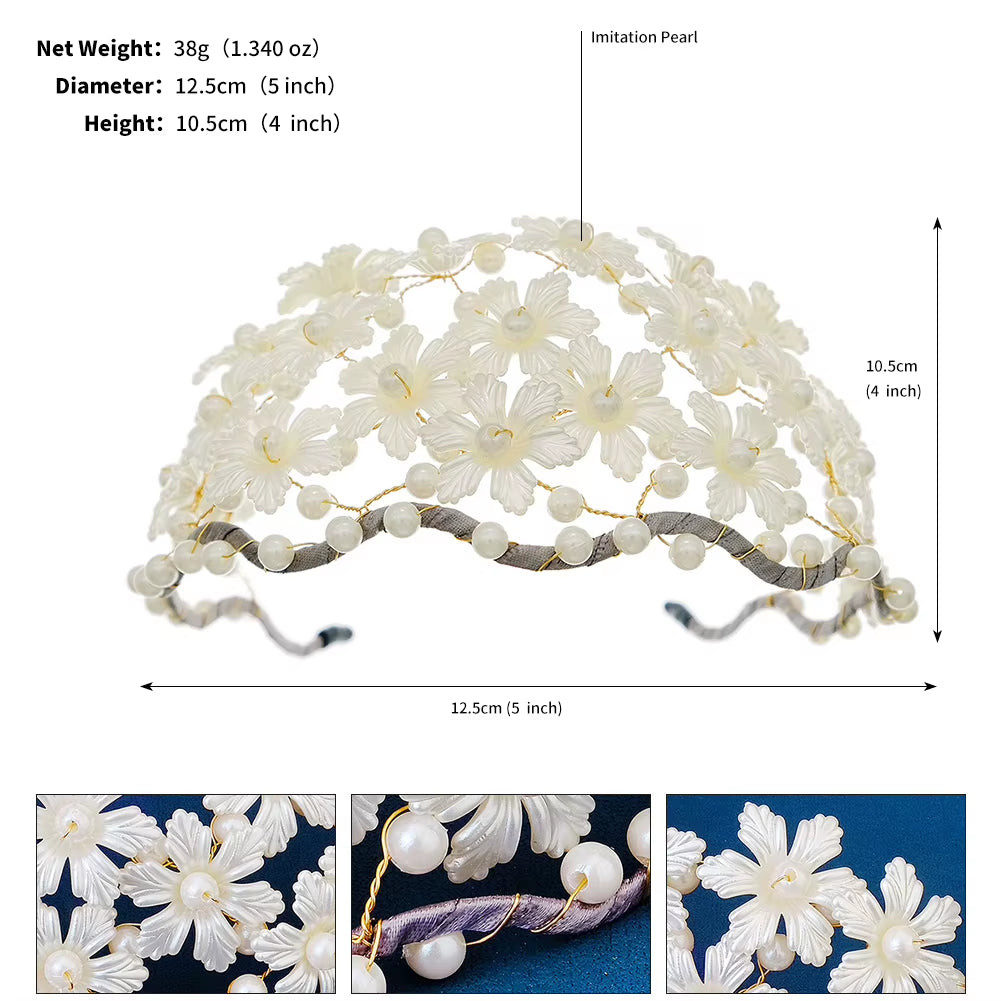 Fashion Mesh Hairband Handmade Pearl Girls Acrylic Flower Headband Headpieces Bridal Yiwu Hair Accessories Wholesale