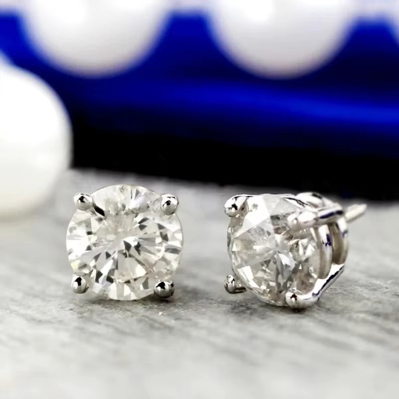 Micro-Set round Heart Shape Diamond Zirconia Earrings Female Hip-Hop Style Stud Earrings Geometric Jewelry