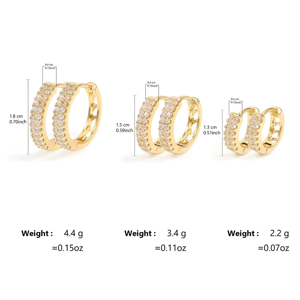 Fashion Zircon Earrings Personalized Double Rows of Diamond Earrings Female Small 14K Copper Gold Plated Ear Buckle