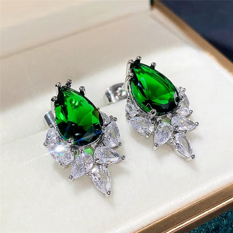 Super Shiny Zirconia Stud Drop Earrings Women'S Jewelry Heart Star Shape Earrings Girls Accessories