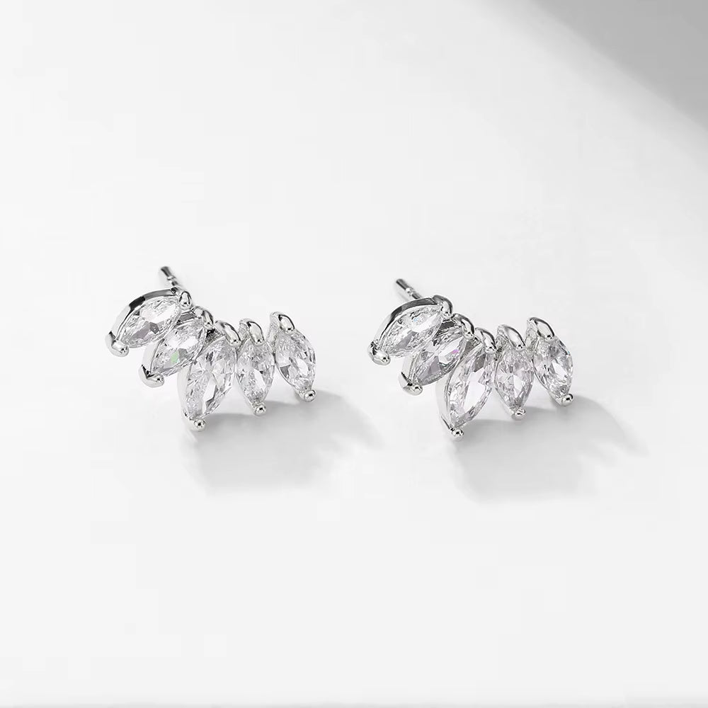 Simple Geometric Fan-Shaped Earrings Luxury Micro-Set Horse Eye Zircon Earrings