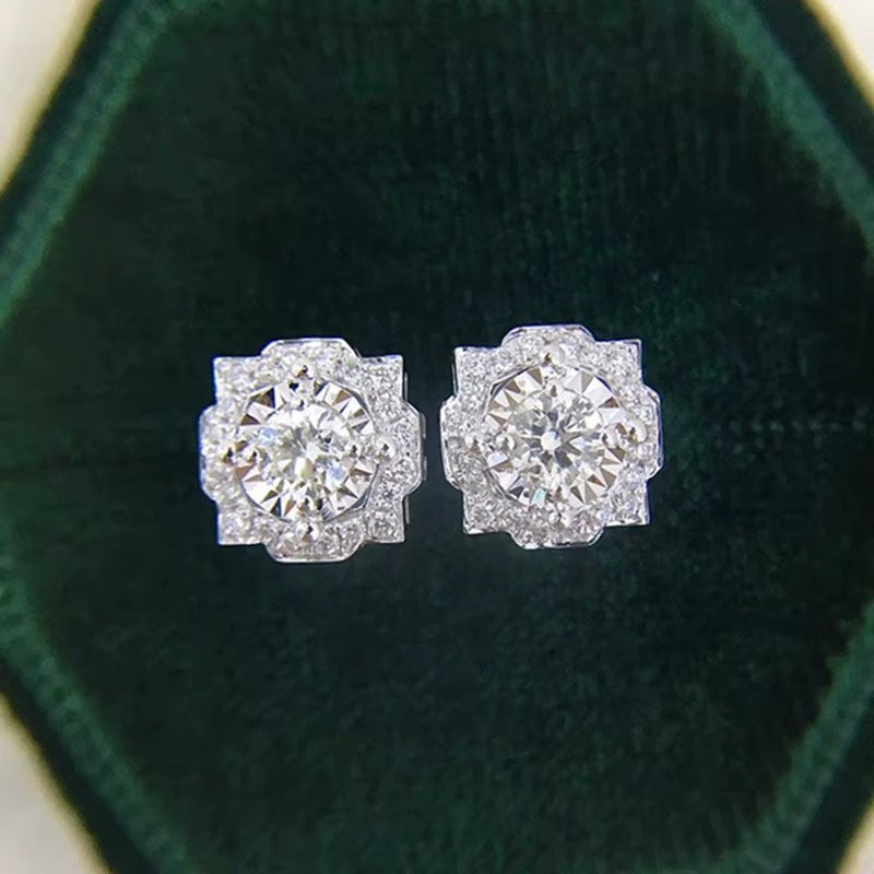 Round Zircon Earrings Snowflake Flower Stud Earrings Best Selling Earrings Jewelry