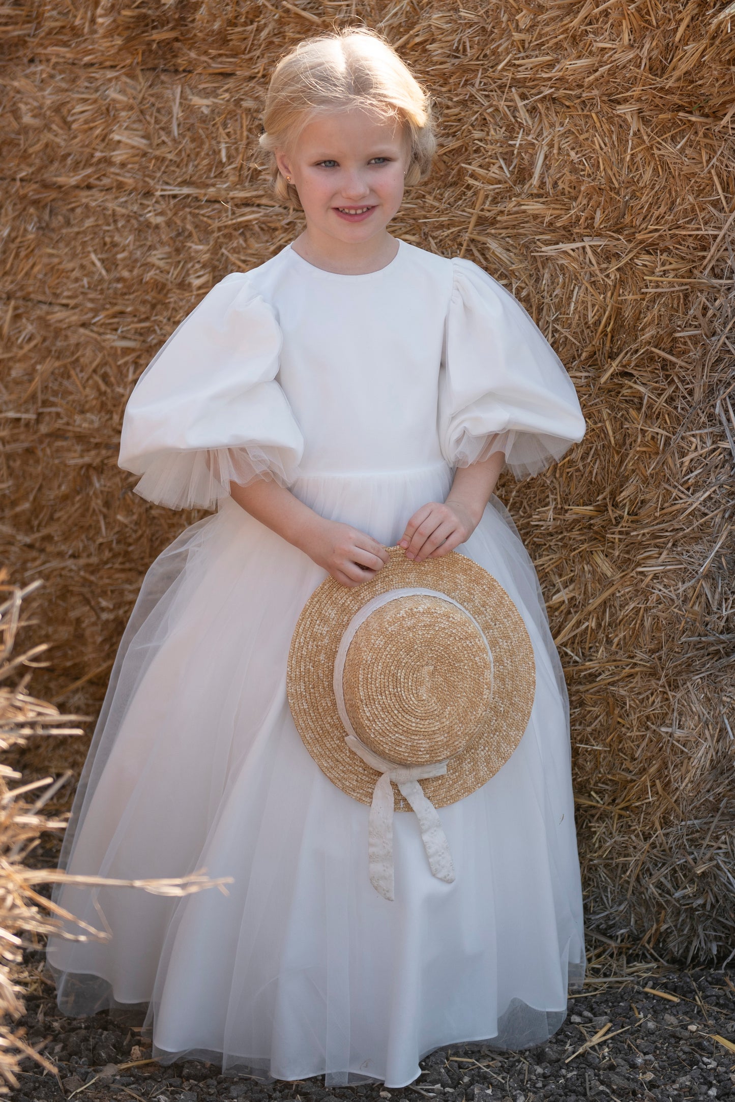 Basic Tulle gown with Puffy Sleeve, Avalable in Multiple Colors