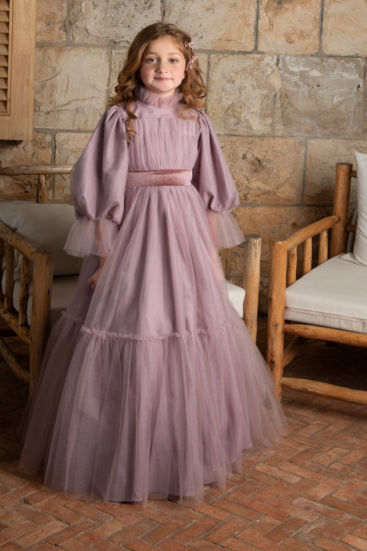 Mauve Ruffled Top Gown