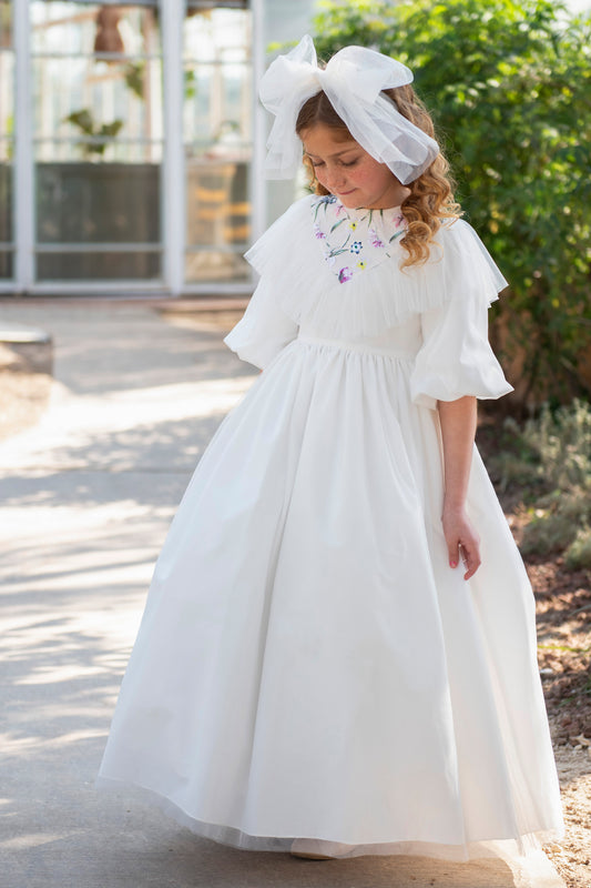 Floral V With Ruffled Edge Gown