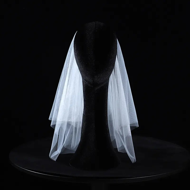 Simple Double Layers Bride Veil with Hair Comb Medium length