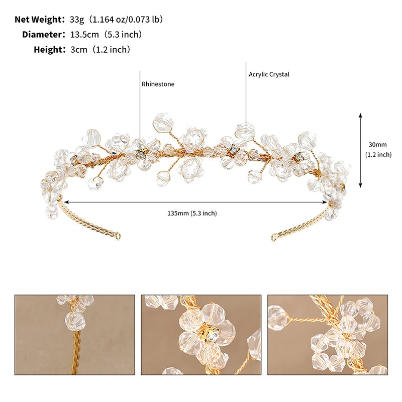 Luxury Handmade Simple Alloy Crystal Rhinestones Wedding Party Bridal Hairbands