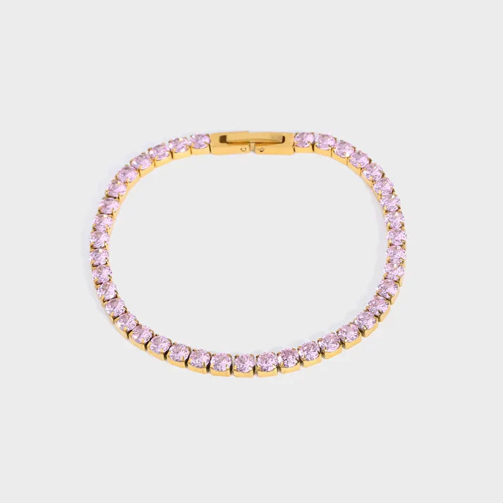 18K Gold-Plated Titanium Steel Bracelet - Zircon-Set Women's Jewelry