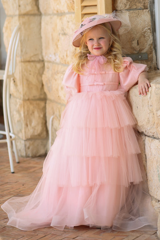 Pink Double Bow Bodice with Layered Skirt