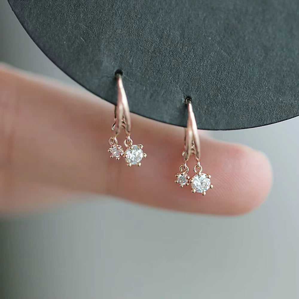 Geometric Shiny Zirconia Earrings Female Dangling Diamond Earrings Wedding Bride Jewelry